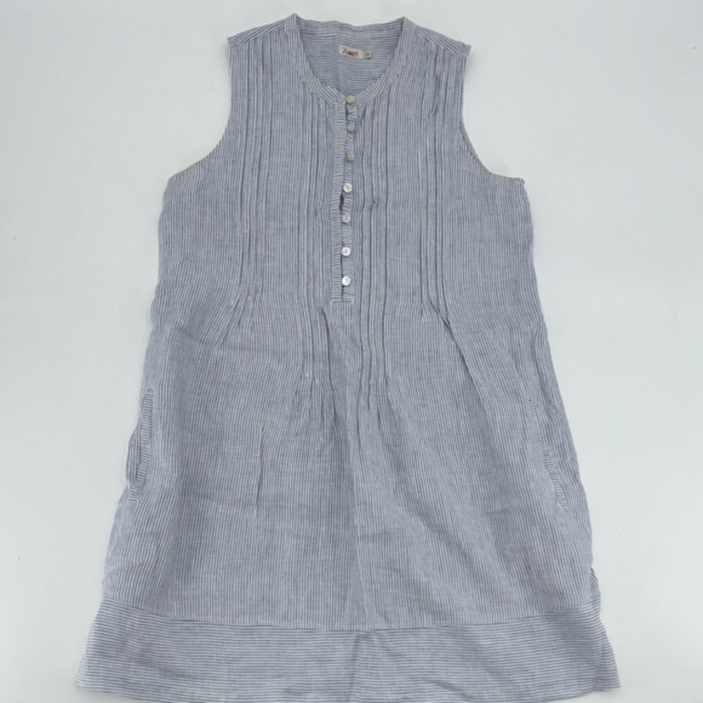 Faherty Isha Washed Linen Dress blue & white size small